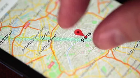 Somebody is using Google maps application Stock Footage 43679411