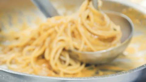 Someone is cooking pasta. Stock Footage 113861583