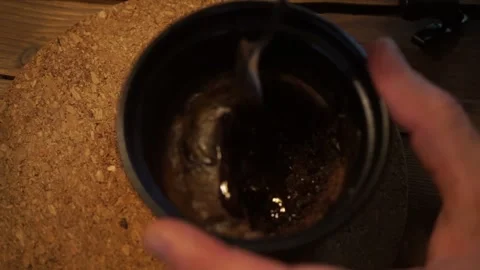 Someone is eating a chocolate cake Stock Footage 159881308