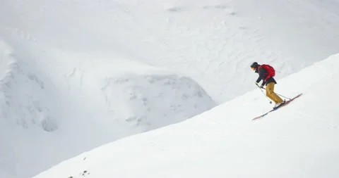 Someone Going Down Dangerous Ski Path Stock Footage 139762750