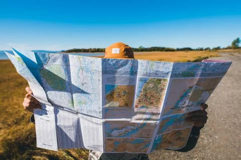 Someone looking at a map 写真素材