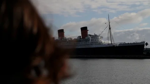 Someone looking out at a huge ship Stock Footage 83036132