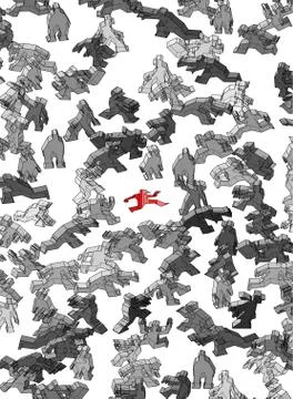 Someone is lost in the nameless crowd Stock Illustration