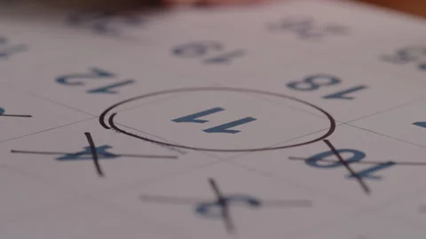 Someone Marks Off and Circles a Day on a Calendar with a Sharpie Stock Footage 270289383