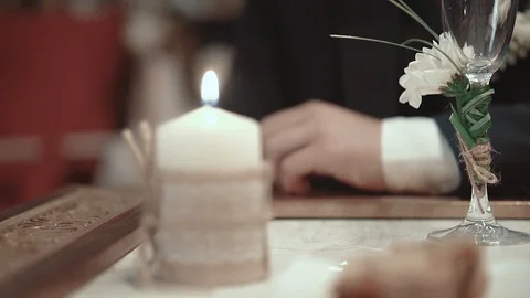 Someone nervously knocks his fingers on the table, sits in a restaurant, waiting Stock Footage 105092356