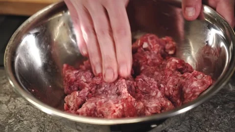 Someone is preparing minced meat. Stock Footage 146823116
