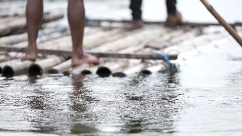 Someone is rowing a raft Stock Footage 262293333