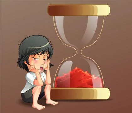 Someone is sitting with sand timer. Stock Illustration