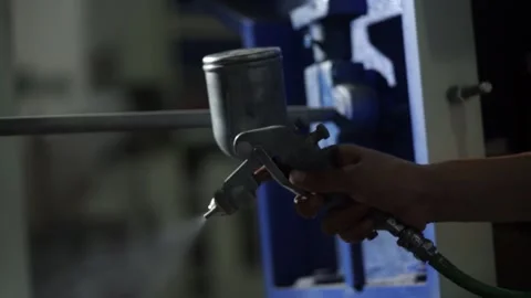 Someone sprayed paint in the factory Stock Footage 260449545
