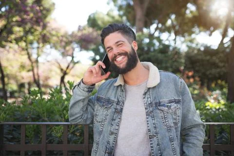 Someone told him something funny Stock Photos