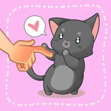 Someone is touching a little cat. Stock Illustration