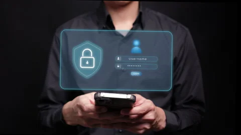 Someone tried to log in by typing their username and password.	 Vídeo Stock 347996165
