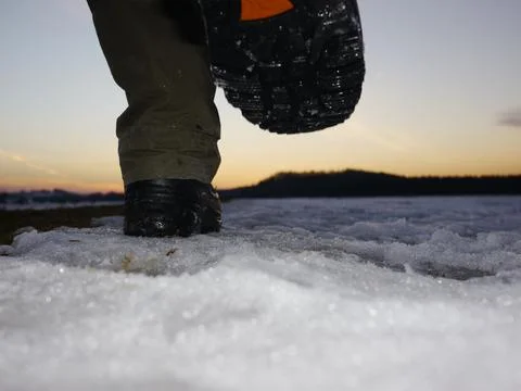 Someone walking snow Stock Photos