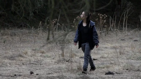 Someone walking in the woods Stock Footage 83135135