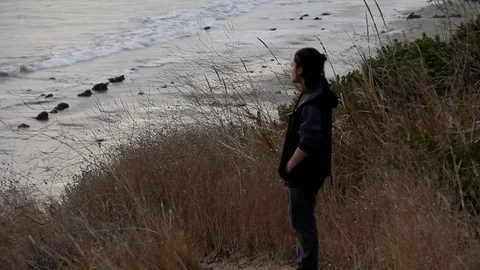 Someone watching the waves Stock Footage 83137985