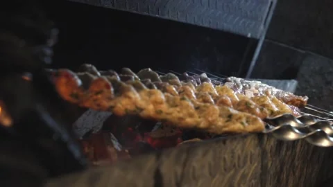 Someone's frying a kebab. Stock Footage 132310706