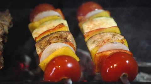 Someone's frying a vegetable barbecue. Stock Footage 131208283
