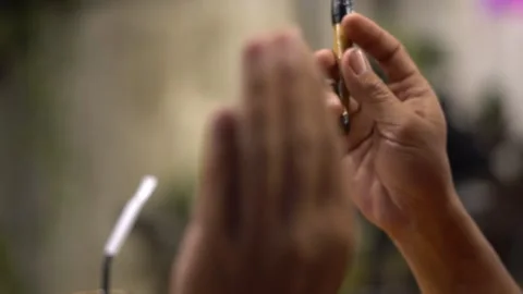 Someone's hand language while speaking Stock Footage 205500487