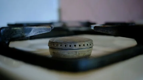 Something is cooking on the gas burner Video stock 128458850