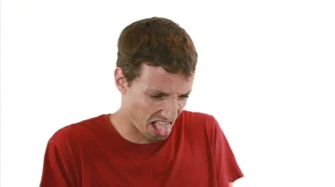 Something is very disgusting - guy is looking everywhere Video stock 815920