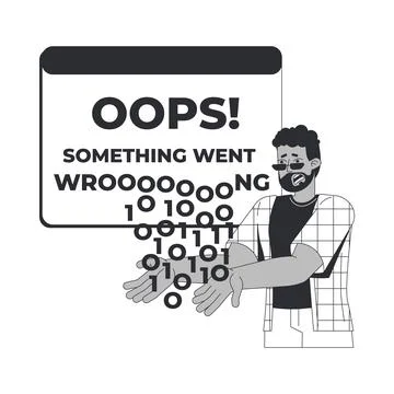 Something went wrong error message line illustration concept Stock Illustration