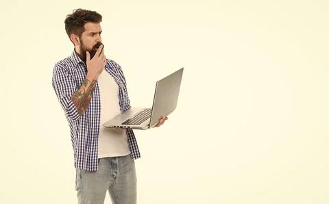 Something wrong with computer. Professional computer repairman or tech worker Stock Photos