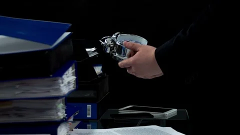 Something is wrong with his alarm clock Video stock 76152432