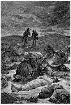 Sometimes one, sometimes the other, stood up, vintage engraving.. 库存插图