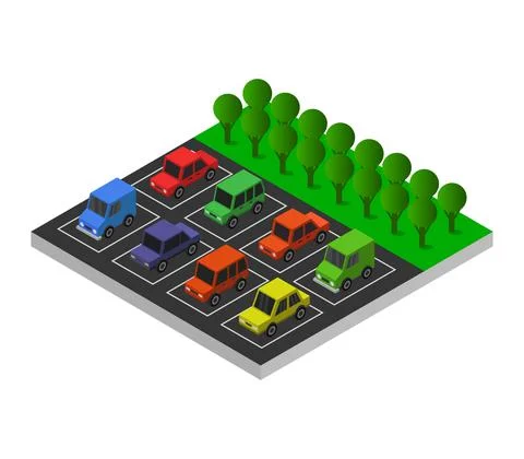 Sometric parking in vector on white background Stock Illustration