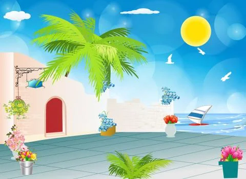 Somewhere in Greece Stock Illustration