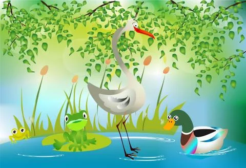 Somewhere in the pond Stock Illustration