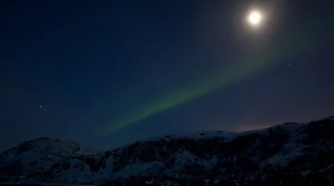 Sommarøya Aurora &amp; Moon Stock Footage 37444676
