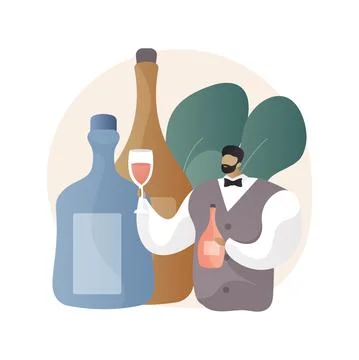 Sommelier abstract concept vector illustration. Stock Illustration