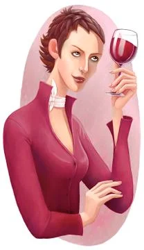 Sommelier doing the wine expertise Stock Illustration