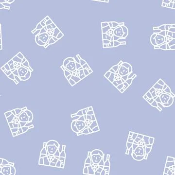 Sommelier profession line vector seamless pattern 스톡 일러스트