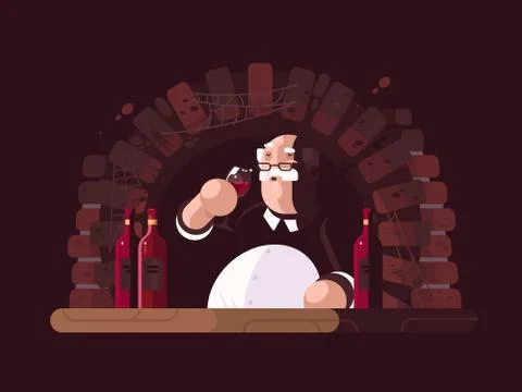 Sommelier tasting wine Stock Illustration