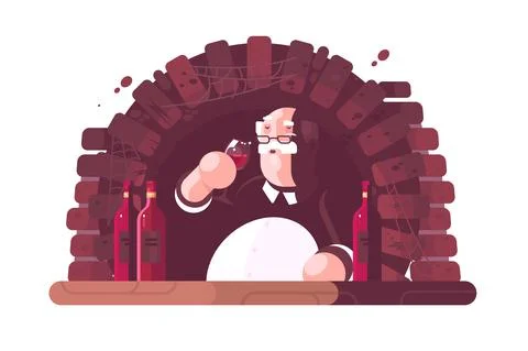 Sommelier tasting wine Stock Illustration