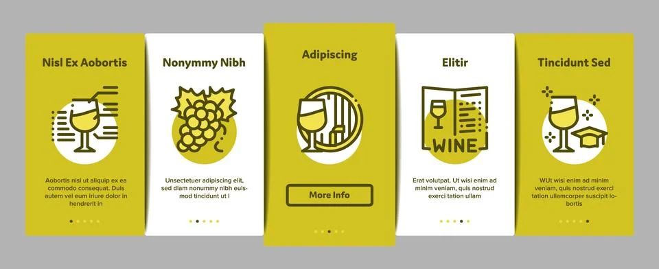 Sommelier Wine Tasting Onboarding Elements Icons Set Vector Stock Illustration