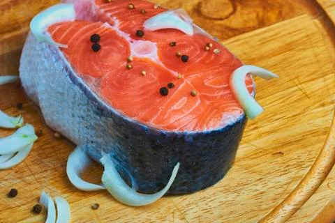 Somon on the cutting table Stock Photos