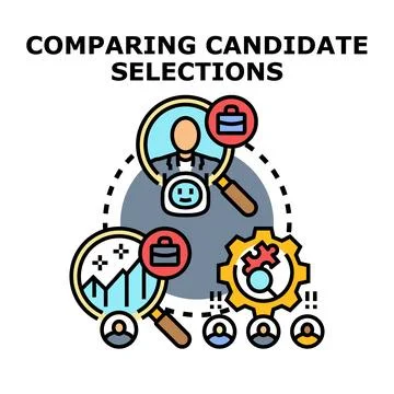 Sompensation candidate selection process comparing performance Stock Illustration