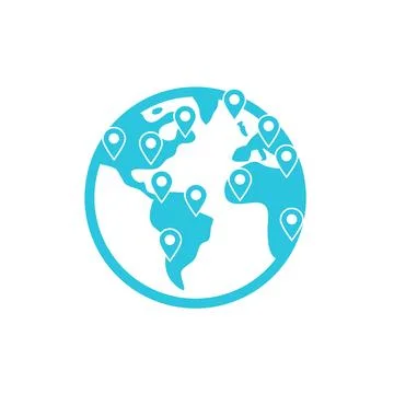 Somwhere. Globe. isolated on white background. From blue icon set. Stock Illustration