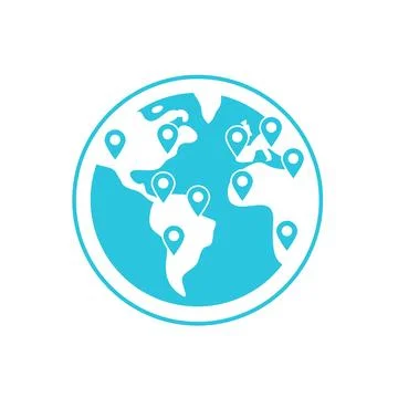 Somwhere. Globe. isolated on white background. From blue icon set. Stock Illustration