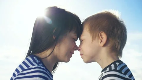 Son and mom cute video lifestyle concert mother's day. teamwork happy family boy Video stock 132971069