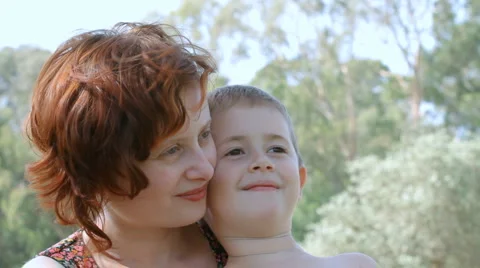 Son and mother. Stock Footage