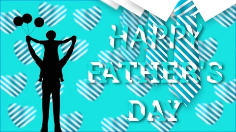 Son on fathers shoulder shadow icon with balloons Video stock 232228337