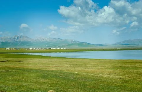 Son Kul mountain lake Stock Photos