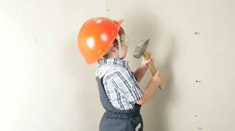 Son with molotok. Stock Footage 58953229