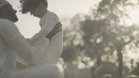 Son running towards father. Stock Footage 105782763