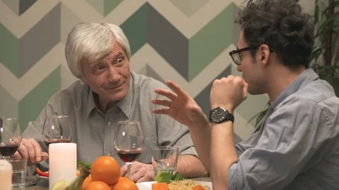 Son speaking with father Stock Footage 85951127