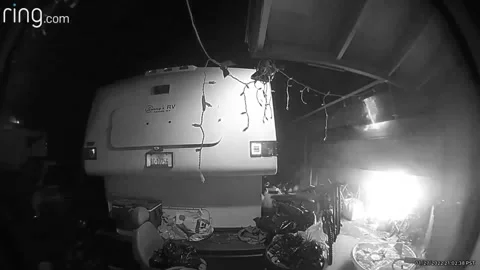 Son Stops Garage Fire With a Hose, Ridgecrest, California, USA - 14 Sep 2022 Video stock 209968261
